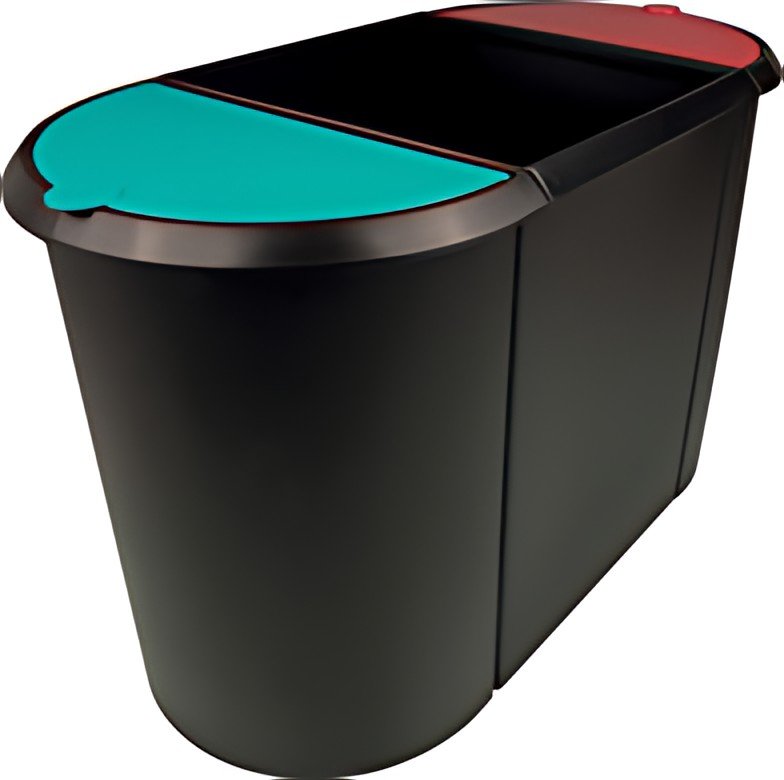 helit Corbeille à papier "the triple", oval, PE, noir/rouge/