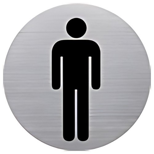helit Pictogramme "the badge" WC-Hommes, rond, argent