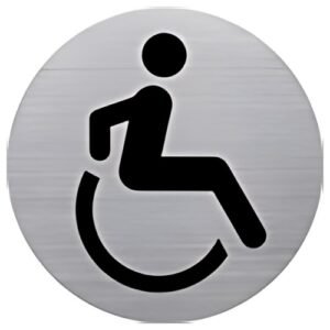 helit Pictogramme "the badge" WC handicapés", rond, argent
