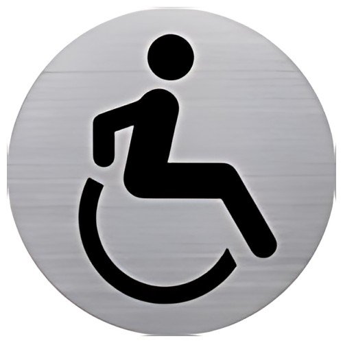 helit Pictogramme "the badge" WC handicapés", rond, argent