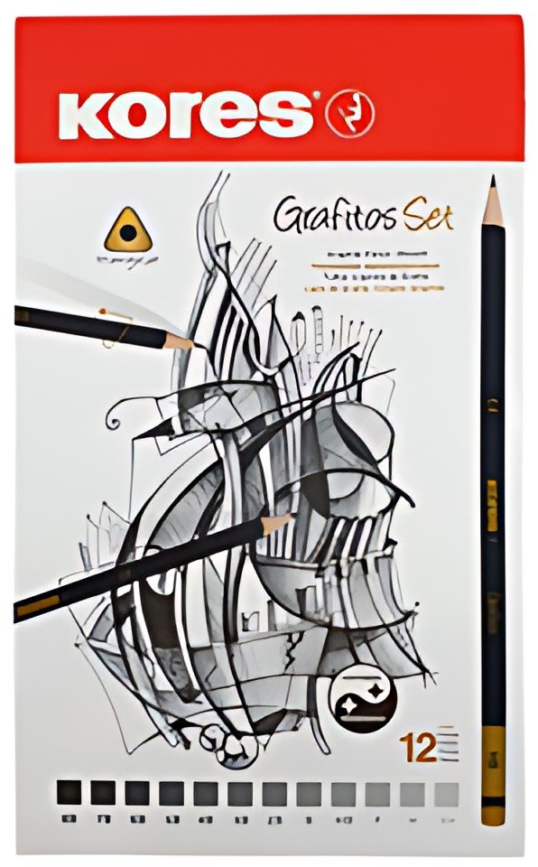 Kores Crayon à papier "Grafitos Art", étui métallique de 12