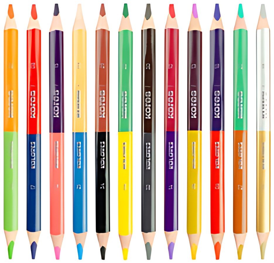 Kores Crayon de couleur Kolores JUMBO DUO, étui carton de 12