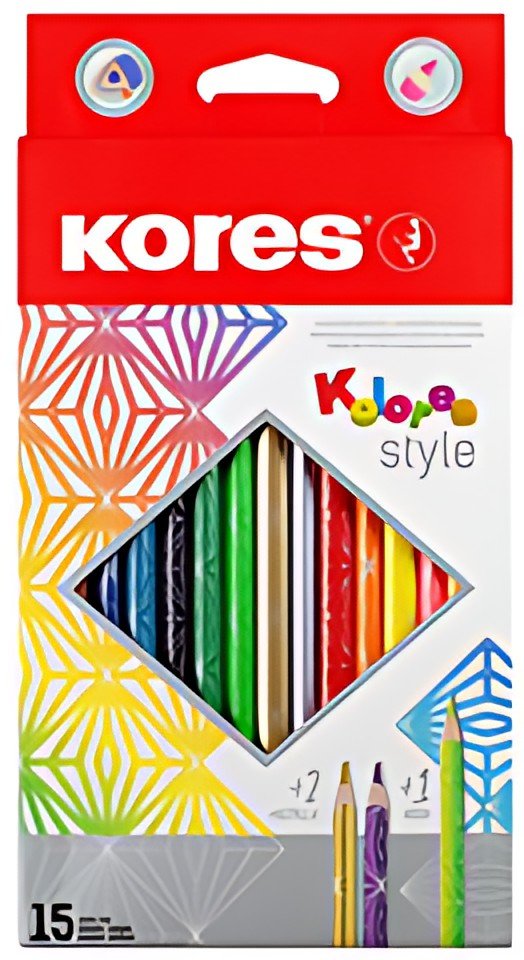 Kores Crayon de couleur "Kolores Style", étui carton de 15