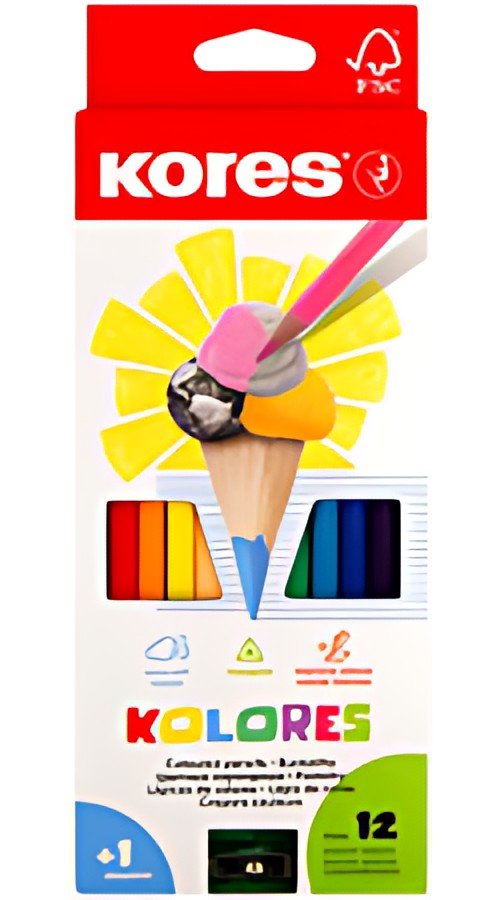 Kores Crayon de couleur triangulaire "Kolores", étui carton