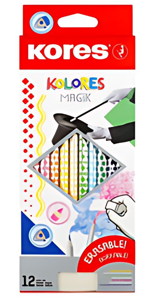 Kores Crayon de couleur "KOLORES Magik" effaçable,étui de 12