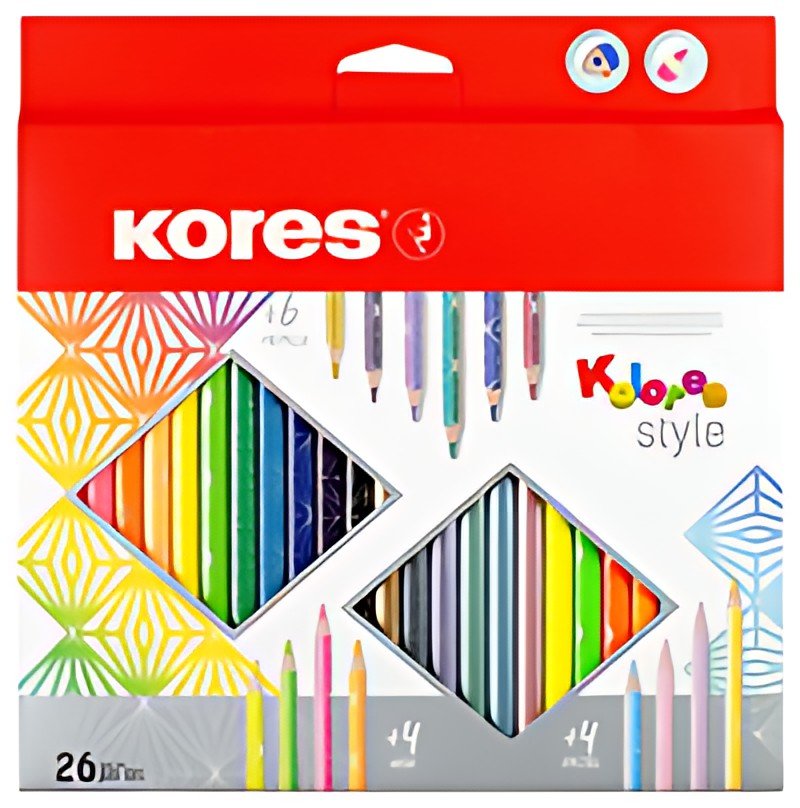 Kores Crayon de couleur "Kolores Style", étui carton de 26
