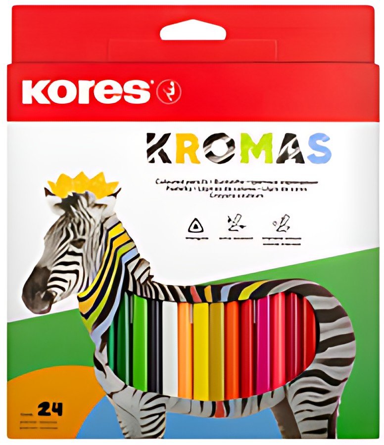 Kores Crayon de couleur triangulaire "Kromas", étui de 24