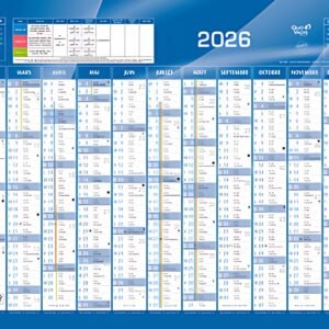 QUO VADIS Calendrier, 650 x 430 mm horizontal, bleu, 2026