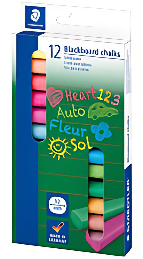 STAEDTLER Craie pour tableau, étui en carton de 12, assorti