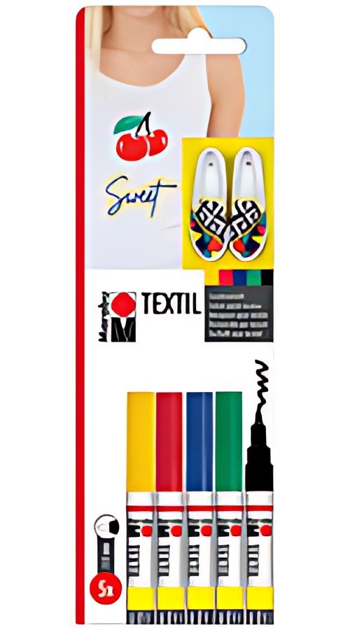Marabu Marqueur pour textile "Textil Painter", blister de 5