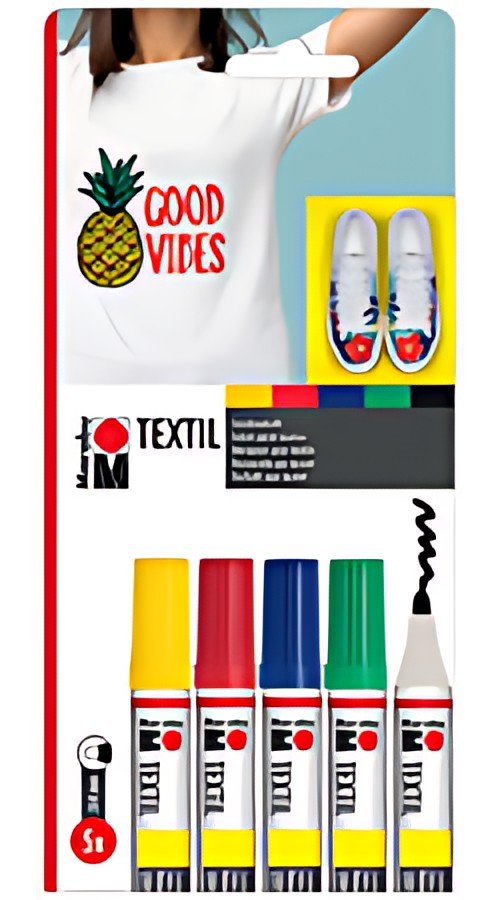 Marabu Marqueur pour textile "Textil Painter", blister de 5