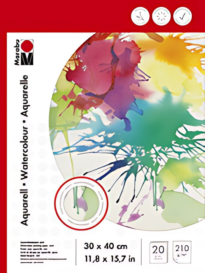 Marabu Bloc aquarelle, 240 x 320 mm, 210g/m2, 20 feuilles,