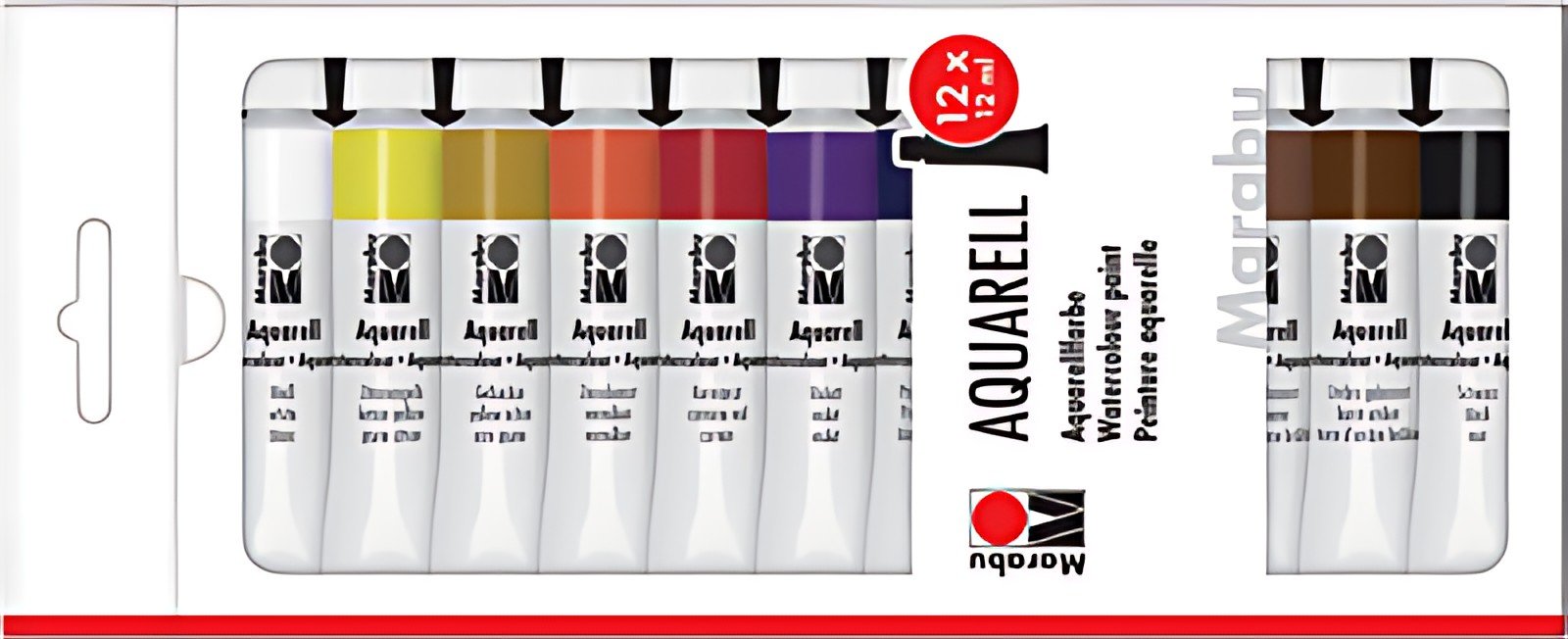 Marabu Peinture aquarelle, 12 ml, Kit de 12