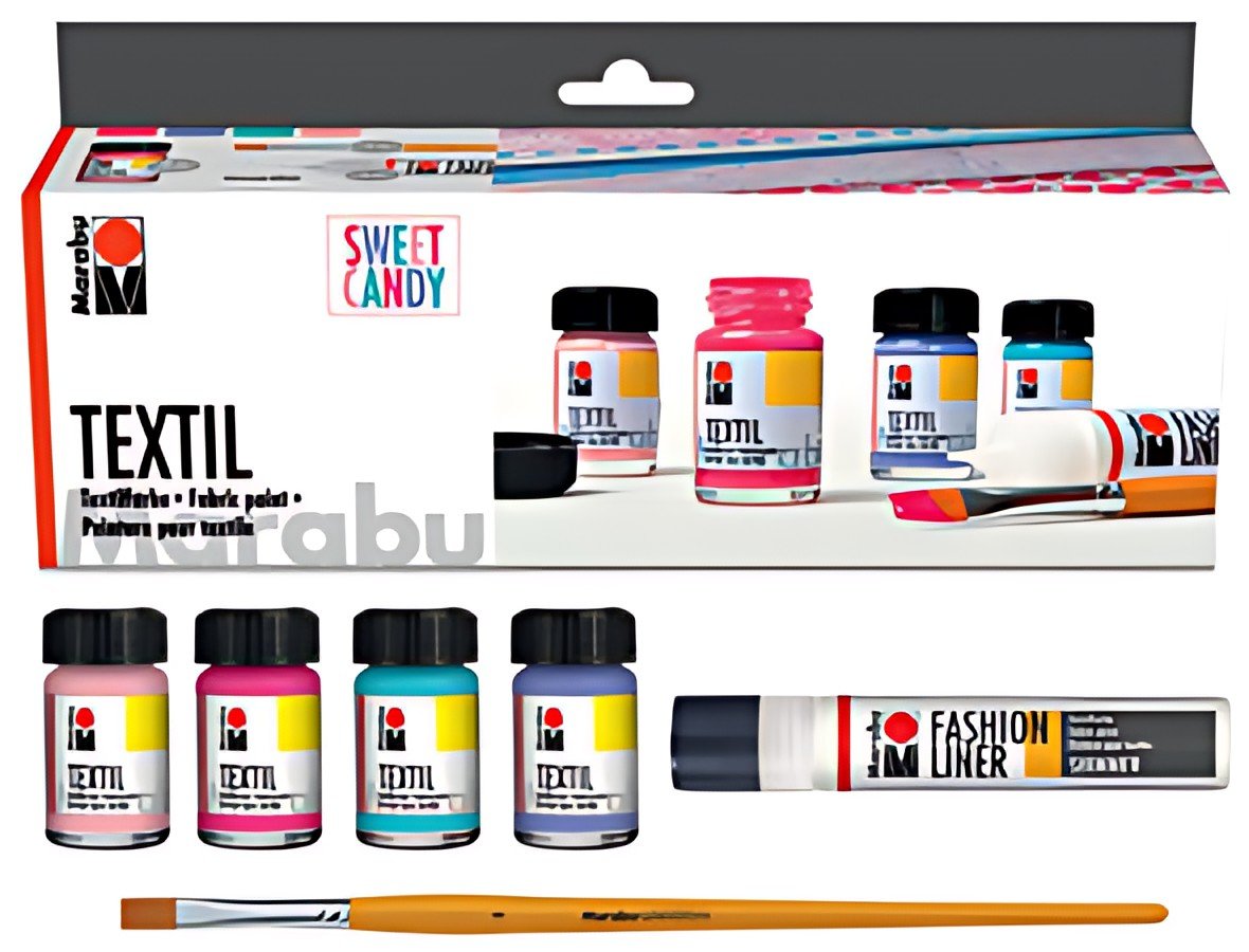 Marabu Peinture pour tissu "Textil", Kit SWEET CANDY