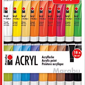 Marabu Kit de peinture acrylique, 18 x 36 ml, assorti