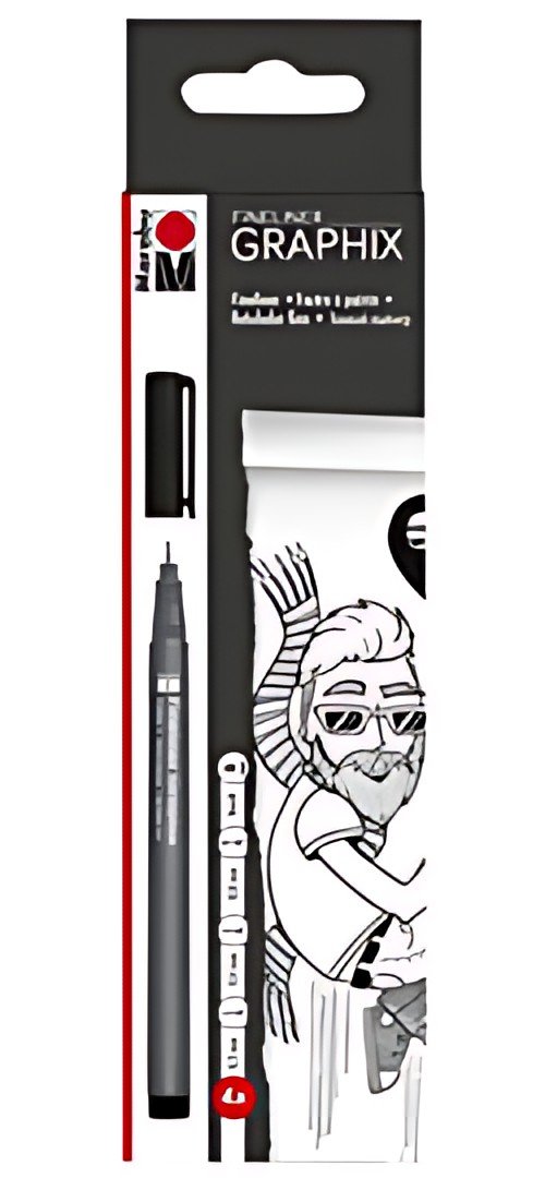 Marabu Feutres fins "GRAPHIX", noir, étui de 4 en carton,