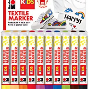 Marabu KIDS Marqueur pour textile, 10 x 3 ml, blister de 10