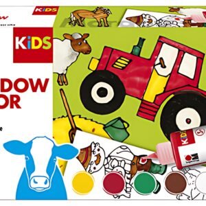 Marabu KiDS Kit de peinture pour vitre "FERME", 6 x 80 ml