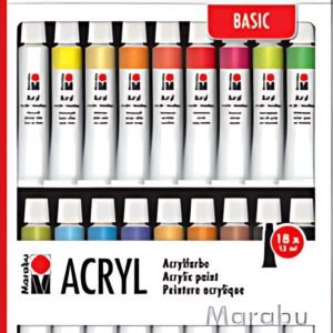 Marabu Kit de peinture acrylique, 18 x 12 ml, assorti