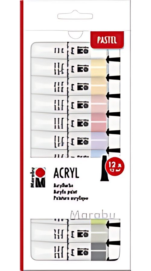 Marabu Set de peinture acrylique "PASTLL", 12 x 12 ml