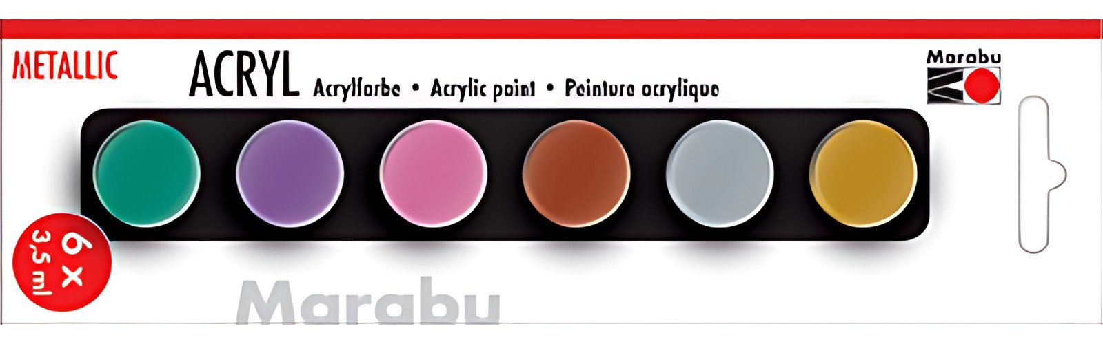 Marabu Set de peinture acrylique "METALLIC", 6 x 3,5 ml