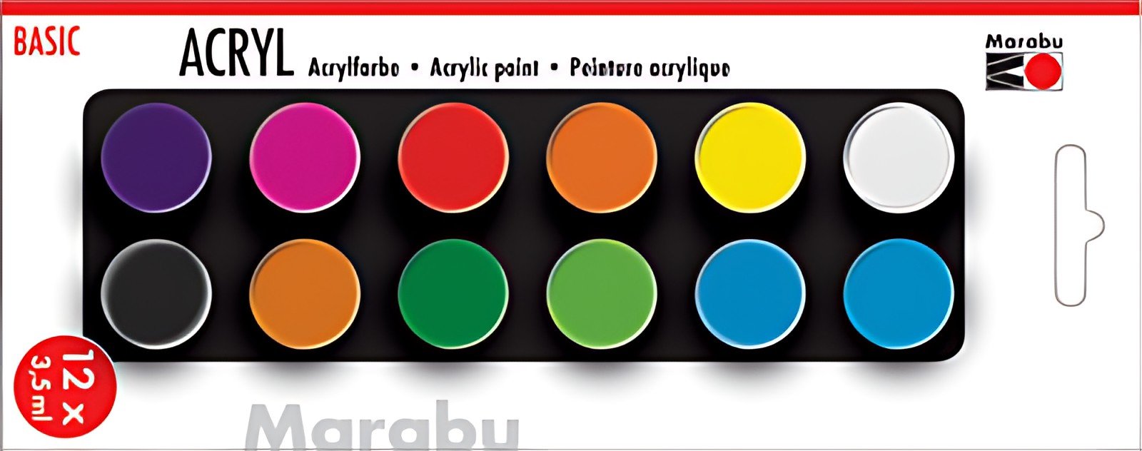 Marabu Set de peinture acrylique "BASIC", 12 x 3,5 ml