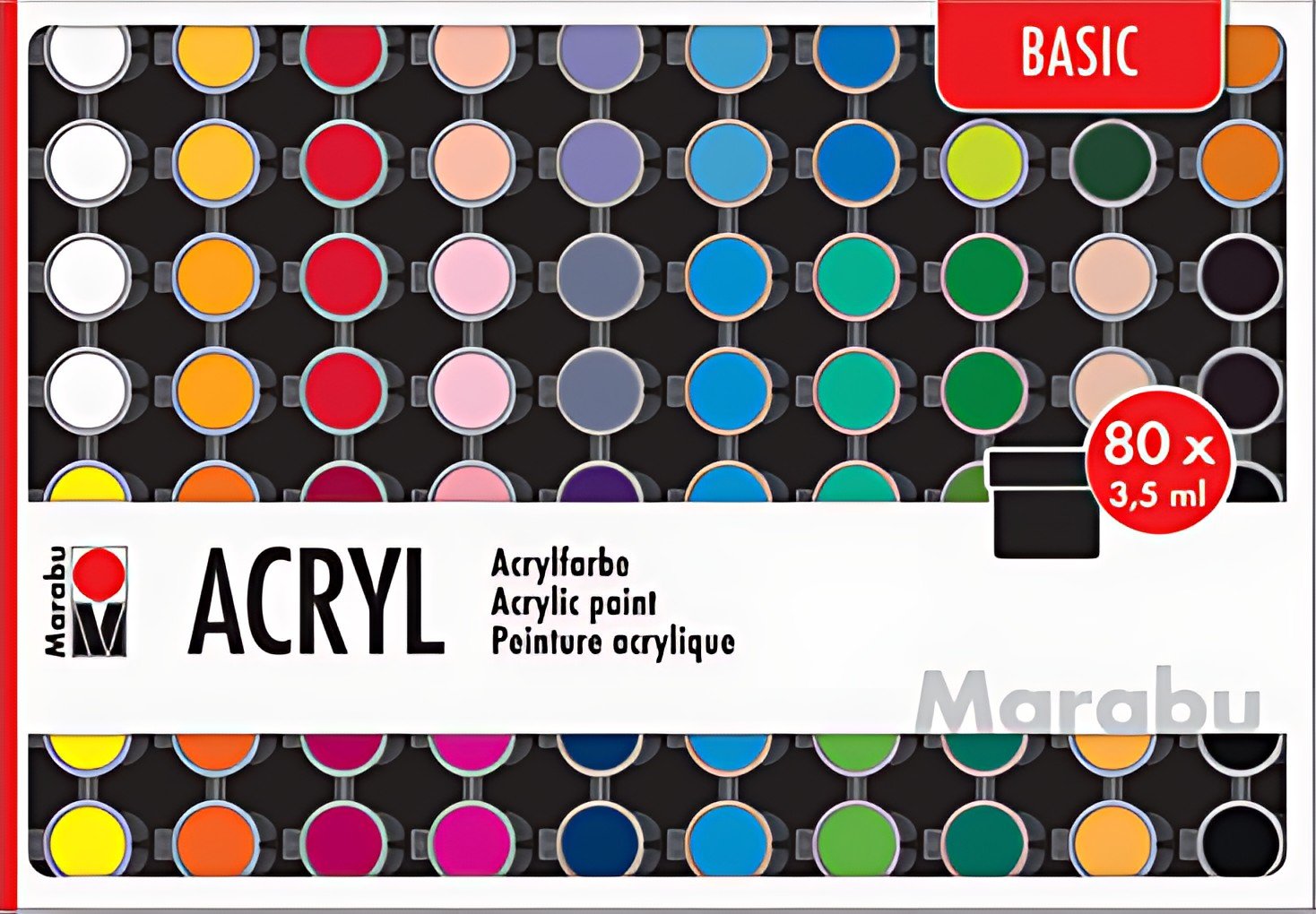 Marabu Set de peinture acrylique "BASIC", 80 x 3,5 ml