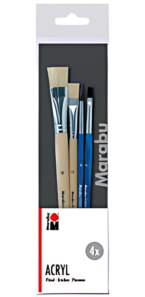 Marabu Set de pinceaux pour l'acrylique Acryl, 4 pièces