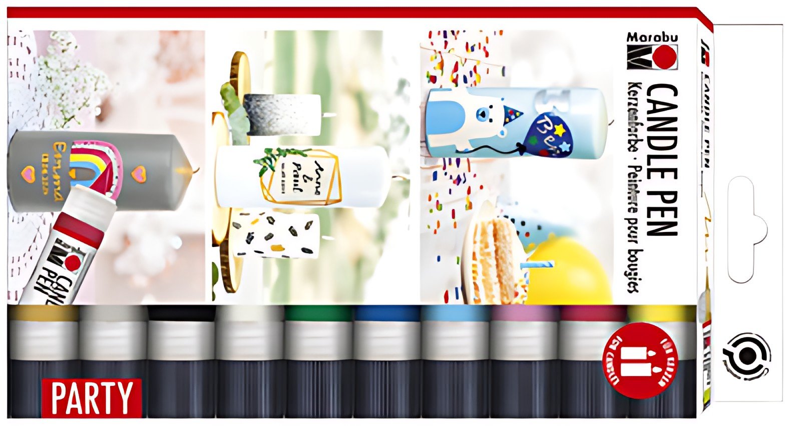 Marabu Peinture pour bougies "Candle Pen", set de 10