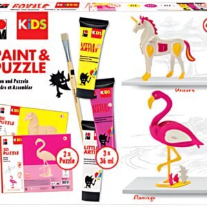 Marabu KiDS Kit peinture & puzzle Little Artist, flamant