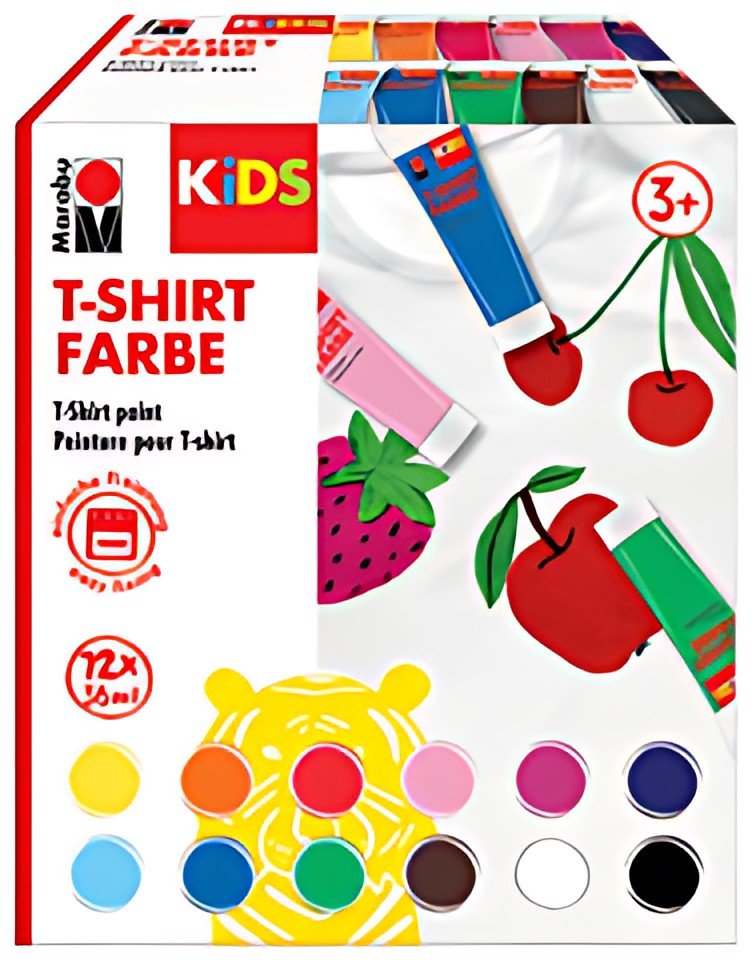 Marabu KiDS Peinture pour T-Shirt, 36 ml, tube, set de 12