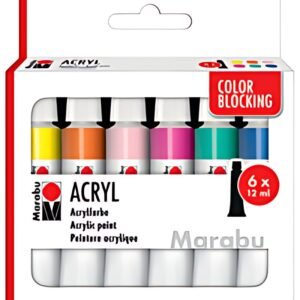 Marabu Set de peinture acrylique COLOR BLOCKING, 6 x 12 ml
