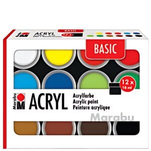 Marabu Set de peinture acrylique BASIC, 12 x 18 ml