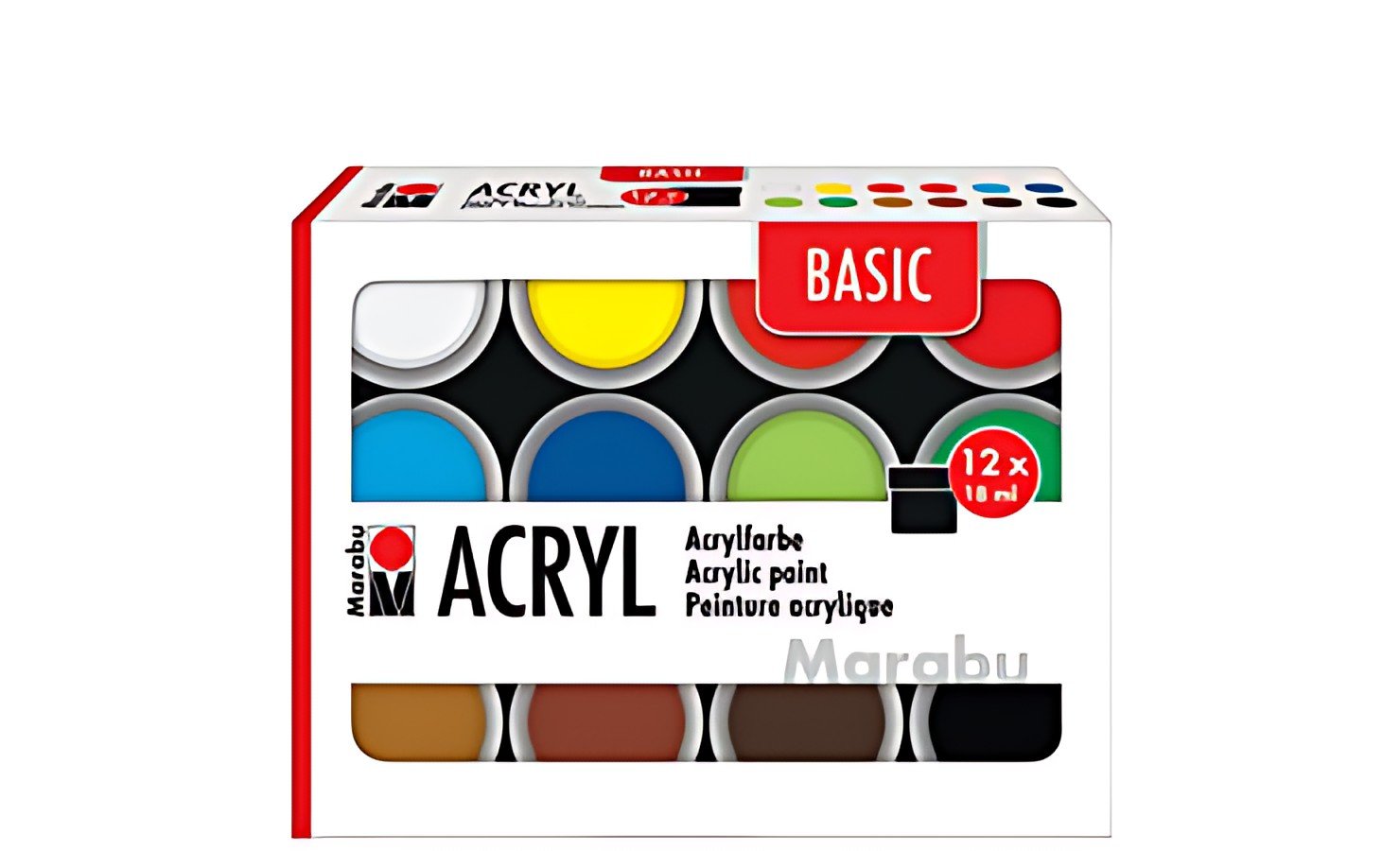 Marabu Set de peinture acrylique BASIC, 12 x 18 ml