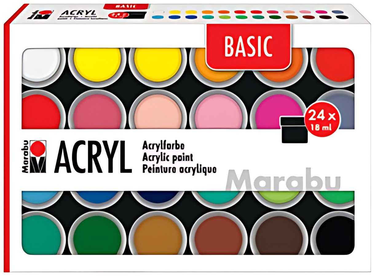 Marabu Set de peinture acrylique BASIC, 24 x 18 ml