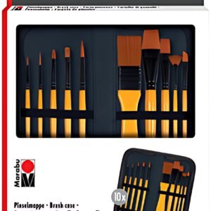 Marabu Trousse de pinceaux, avec 10 pinceaux pour acrylique