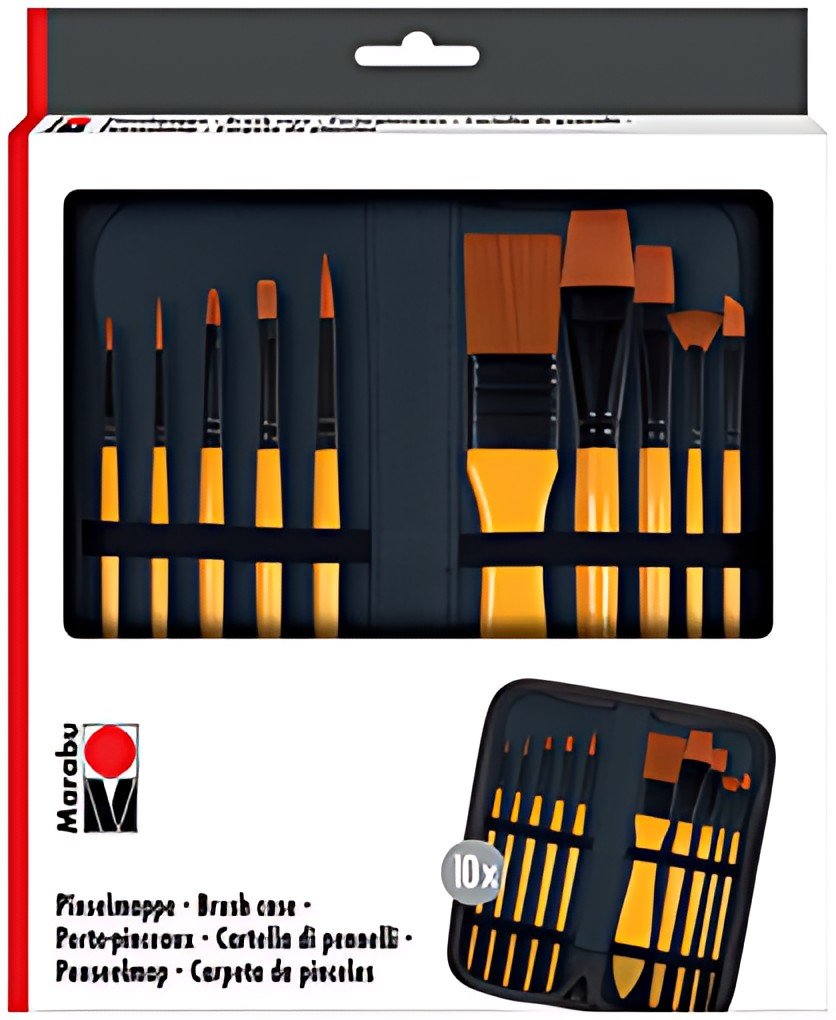 Marabu Trousse de pinceaux, avec 10 pinceaux pour acrylique