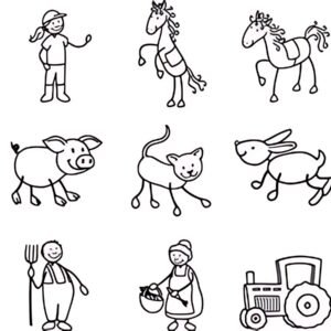 HEYDA Kit de tampons à motif "chevaux & ferme", boîte ronde