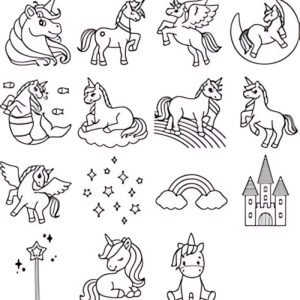HEYDA Jeu de tampons à motif "licorne", boîte transparente