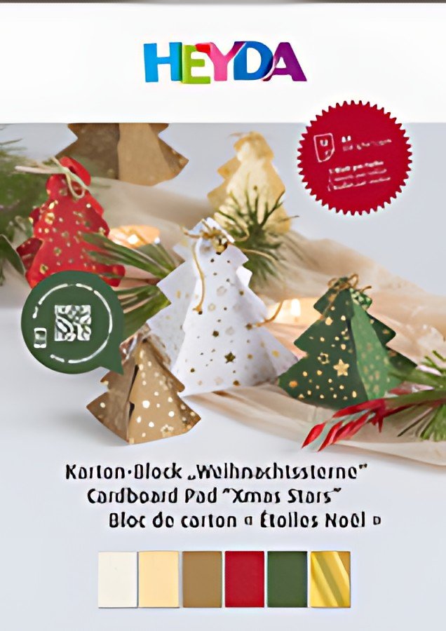 HEYDA Bloc de cartons "Étoiles de Noël", A4, 12 feuilles