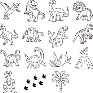 HEYDA Jeu de tampons à motif "Dinosaure", boîte ronde