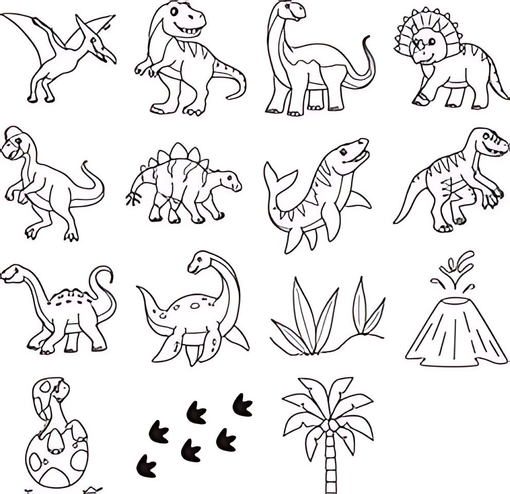 HEYDA Jeu de tampons à motif "Dinosaure", boîte ronde