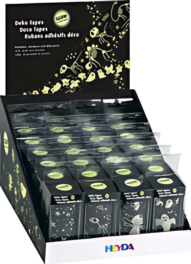 HEYDA Ruban adhésif décoratif Glow in the dark, présentoir