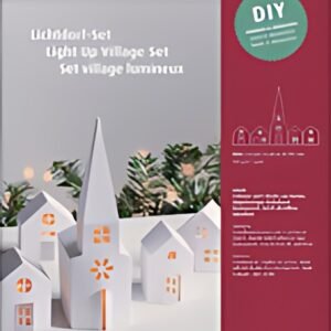 HEYDA Kit village illuminé Maisons & église carton, 5 pièces
