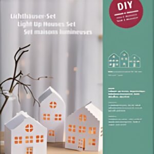 HEYDA Kit village illuminé Maisons, carton, 3 pièces, blanc