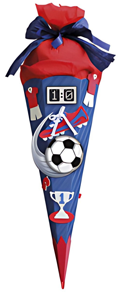Kit de bricolage pour cônes scolaires ROTH "Soccer rouge/bleu", 6 faces, 680 mm