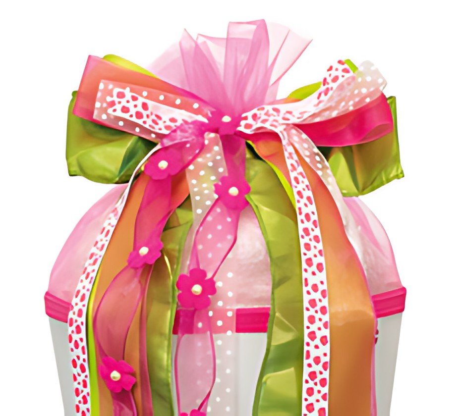 Noeud conique scolaire ROTH "Fée", rose/vert/blanc