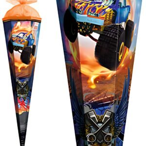 Cône scolaire ROTH « Monstertruck Fire », carré, 850 mm