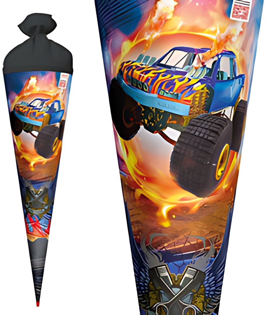 ROTH Schultüte "Monstertruck Fire", rund, 700 mm