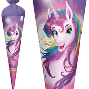 ROTH Schultüte "Einhornportrait, rund, 700 mm, Glitter